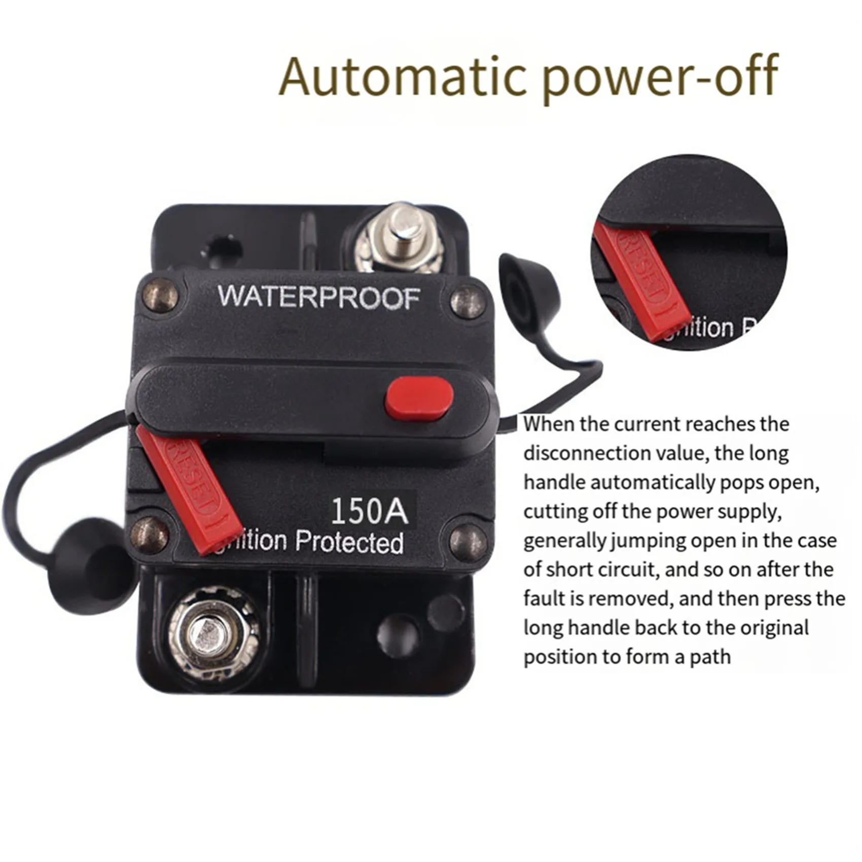 L68A 2X 12-48V DC Circuit Breaker Fuse Reset Waterproof 150A AMP For Car Boat Auto
