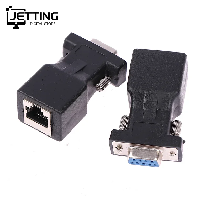 1pcs DB9 RS232 Male/Female To RJ45 Female Adapter COM Port to LAN Ethernet Port Converter