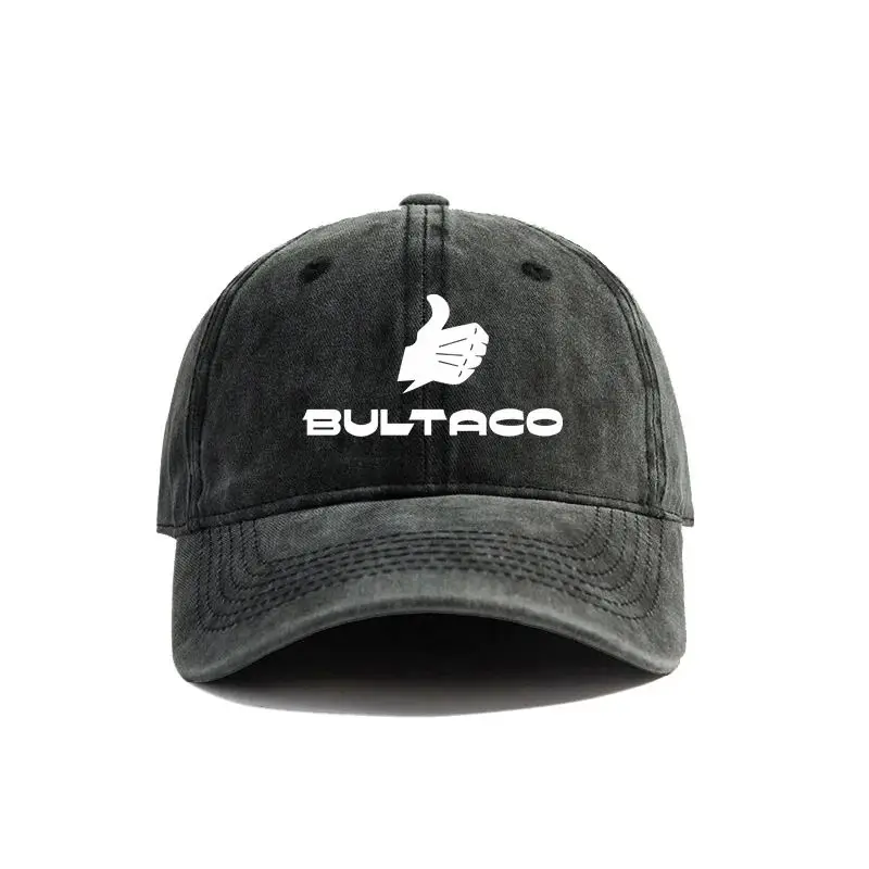 Bultaco Cemoto 오토바이 야구 모자 디스트레스드 모자 모자 남성 여성 레트로 야외 여름 조절 가능한 Bultaco 모자
