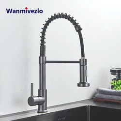 Rubinetto per lavello da cucina grigio nero con beccuccio a doppia modalità estraibile a 360° °   Rubinetto con rotazione Miscelatore acqua calda fredda montata su piano Torneira