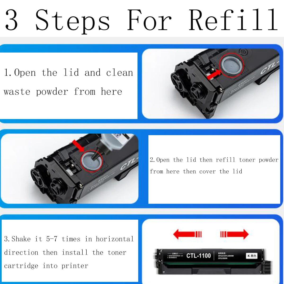 Toner Cartridge for Pantum CTL-1100HK CTL-1100HC CTL-1100HM CTL-1100HY CTL-1100XK CTL-1100XC CTL-1100XM CTL-1100XY CTL1100K