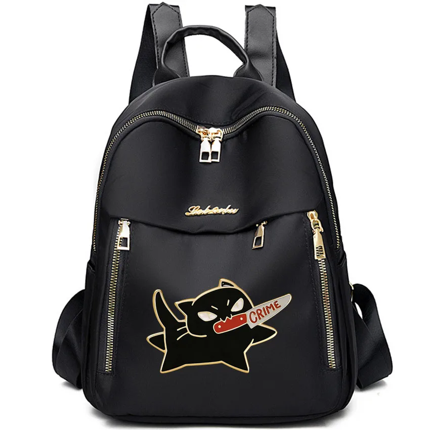

Милый рюкзак с принтом «Черная кошка с ножом во рту» для женщин, повседневный, для школы, путешествий, подростковый ранец, женский рюкзак