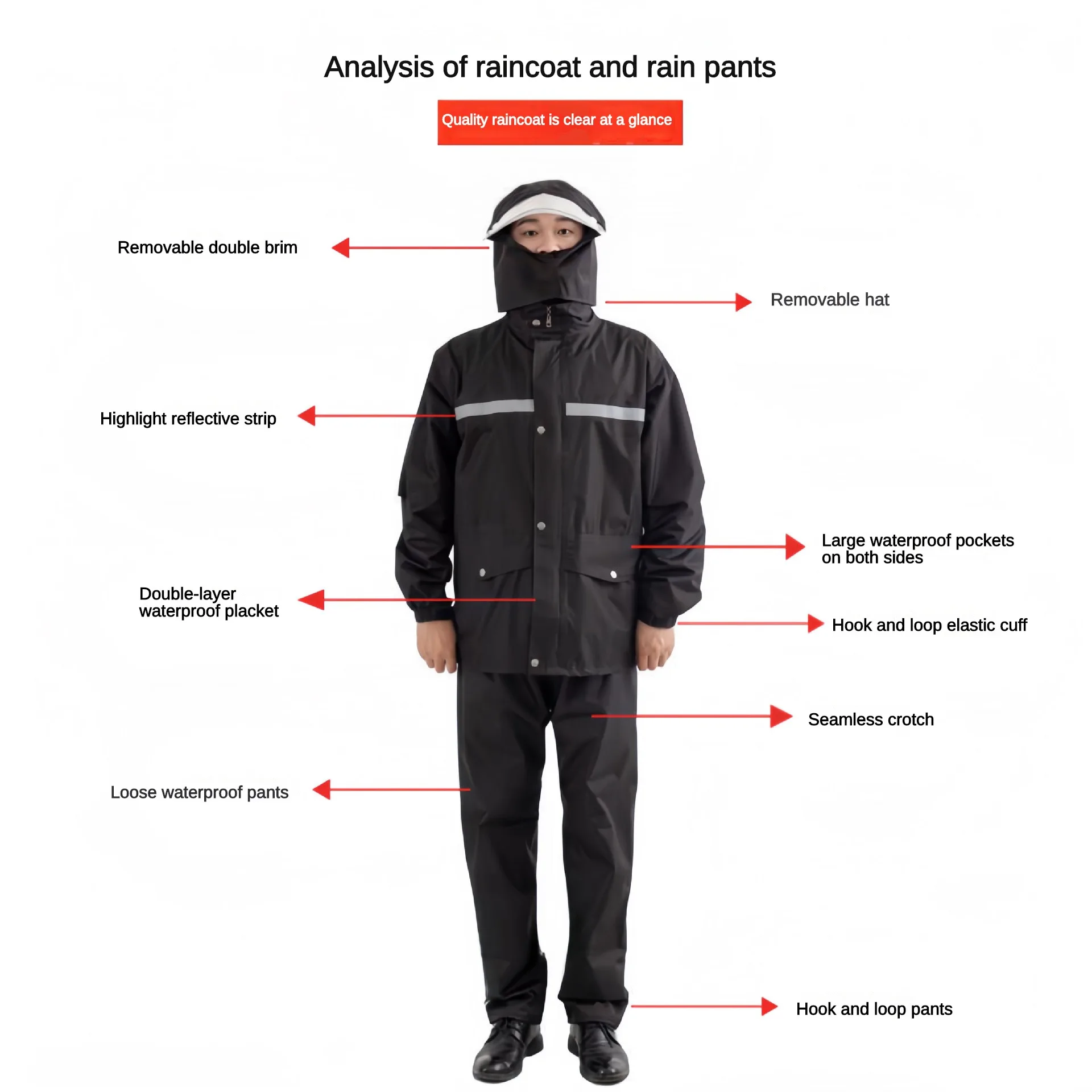 Conjunto de chubasquero y pantalones de lluvia para hombre y mujer, abrigo reflectante para montar en motocicleta, antitormenta, de cuerpo completo, para exteriores