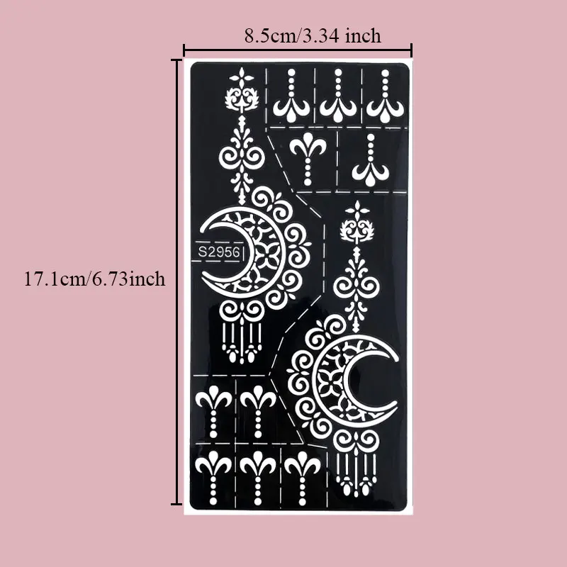 Moon Flower Design Tattoo Stencils for Ramadan Festival Henna Tattoo Templates for Women Hand Body Decor Temporary Tattoos