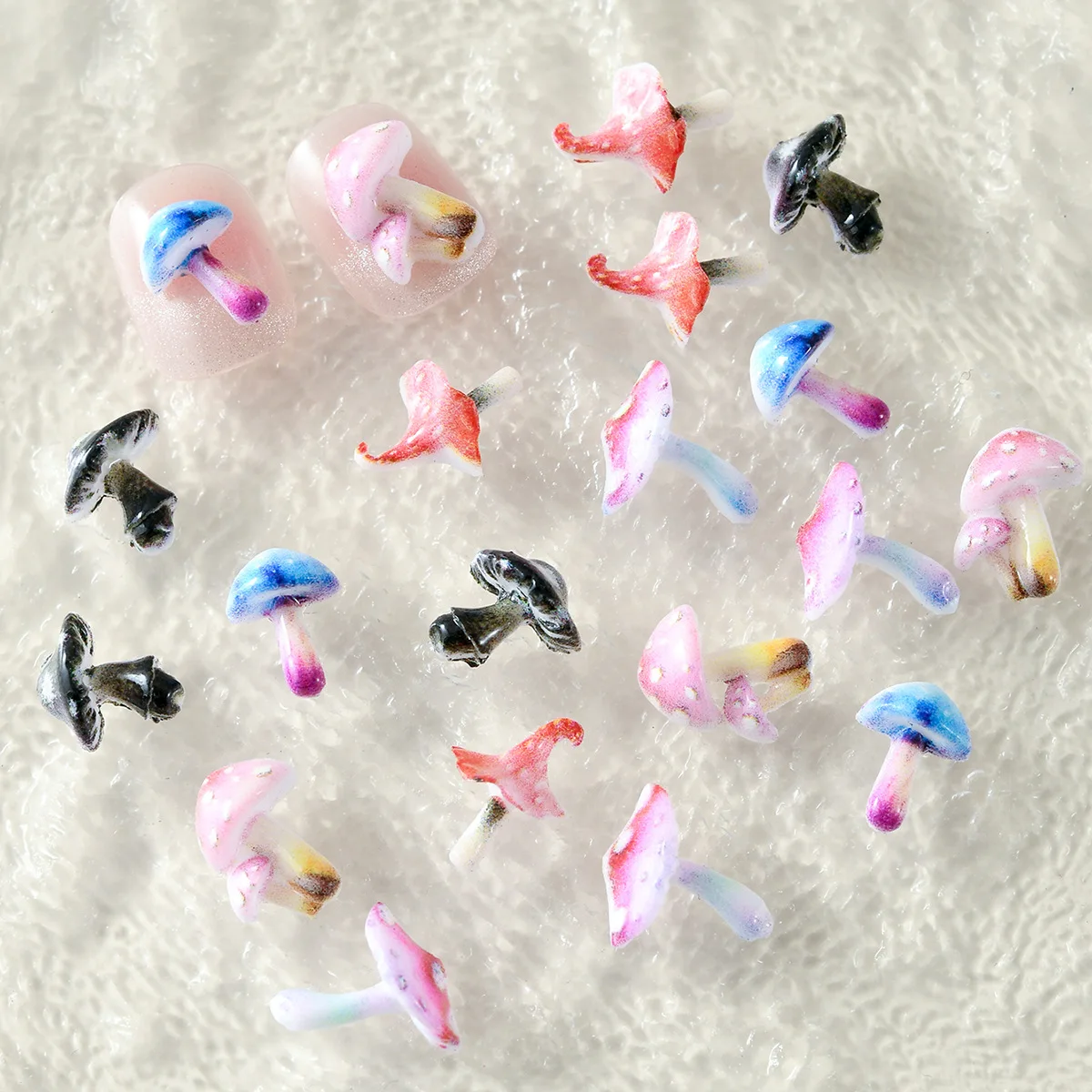 

50 шт., подвески для дизайна ногтей, 3D грибная смола, матовая отделка, милые аксессуары для дизайна ногтей, украшения для ногтей из смолы для маникюра, принадлежности