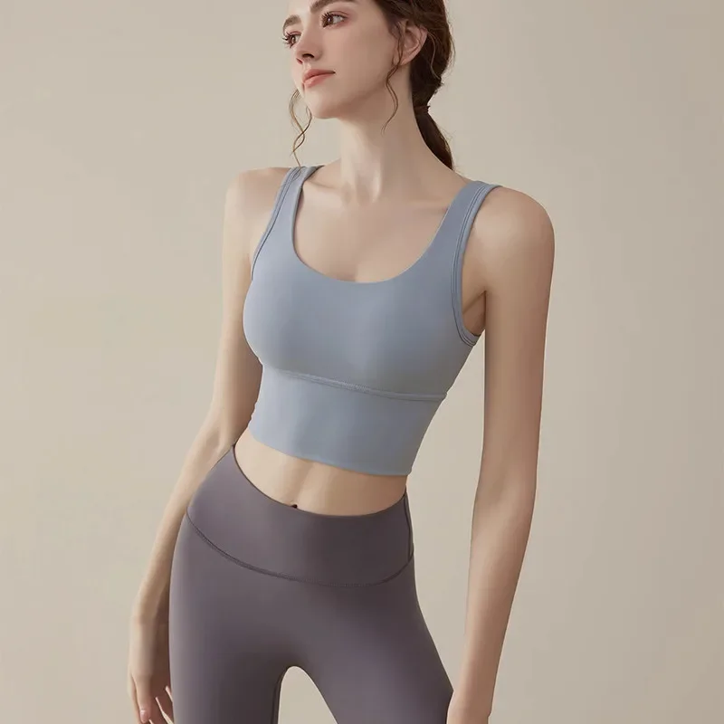 

Sports underwear set, women's running fitness, high-strength shock-proof and anti-sagging vest, gather bra