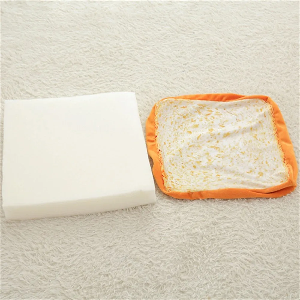 Multifunctional Simulated Toast Seat Cushion Soft Washable Bread Slicing Cushion Thickened Sponge Square Cat Bed Living Room