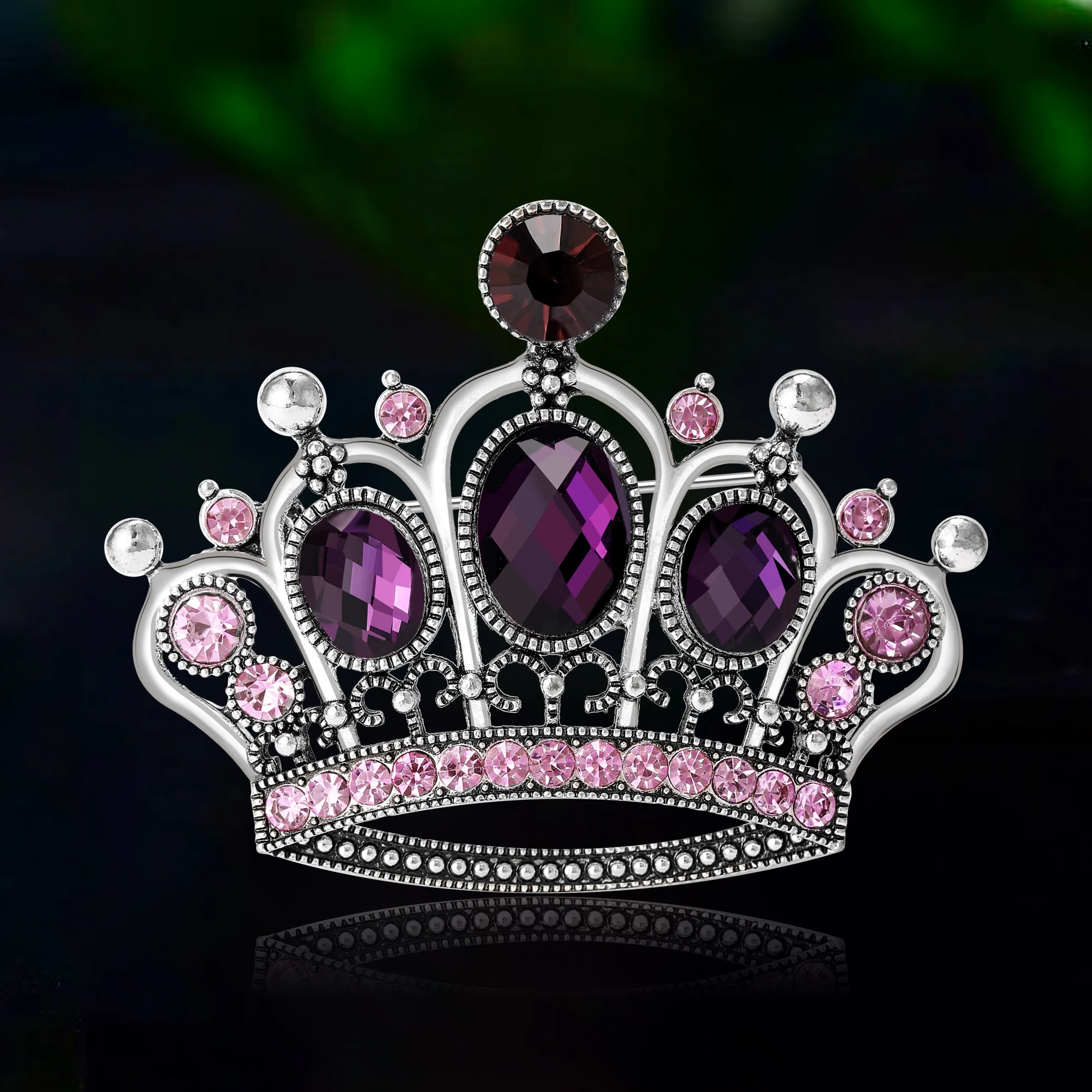 New VintageRhinestone Crown Pins for Women Unisex Shiny Glass Hat Brooches Event Party Backpack Decoration Clothes Accessories