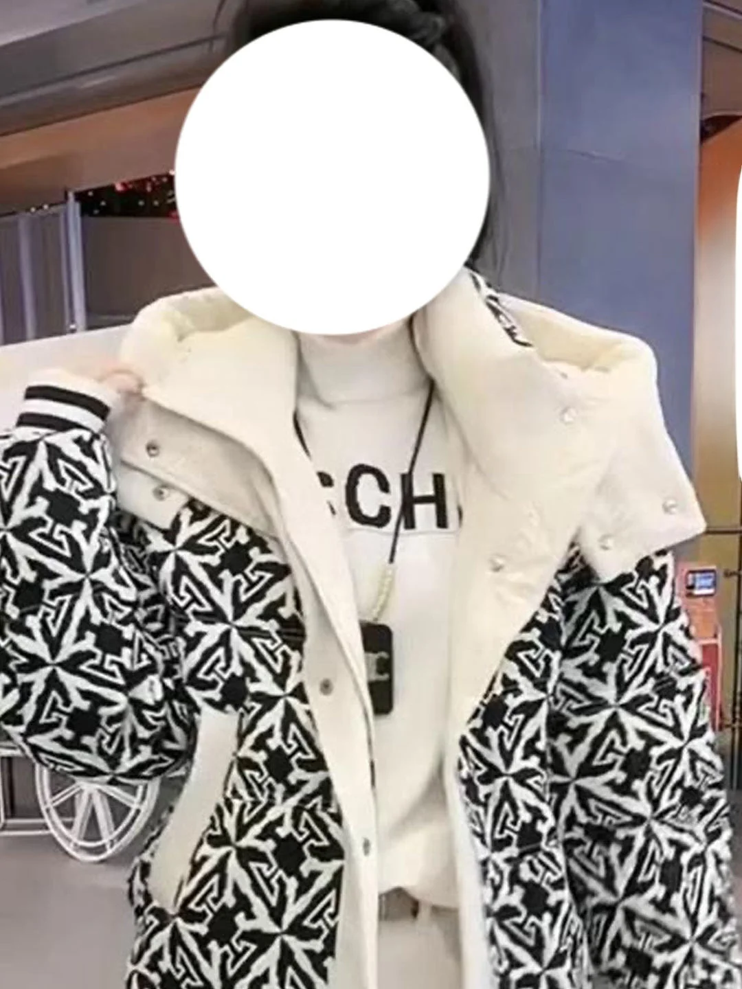 

2026 New Faion Thiened Cotton Jaet ort Winter Clothes Sli Large Size Coat Trendy Print Casual Sle for Women