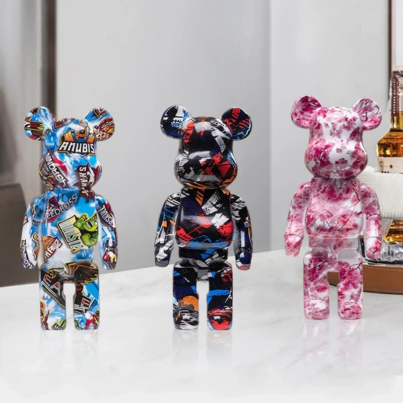 Bearbrick Statue Bear Statues and Sculptures Figure Ornaments Living Room Decor Christmas Decorations Figurines for Interior