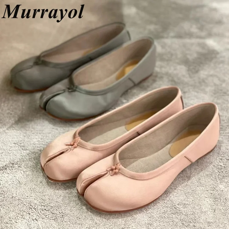 

New Satin Split Toe Soft Sole Mary Jane Shoes Women Shallow Mouth Flat Shoes Spring Autumn Vacation Single Shoes Ballet Shoes