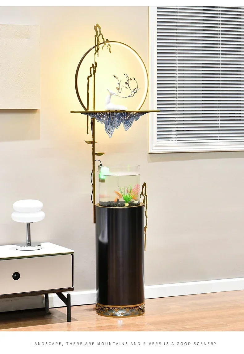 

Modern simple flowing water ornament circulating water fish tank iving room light luxury high-end atmospheric rockery