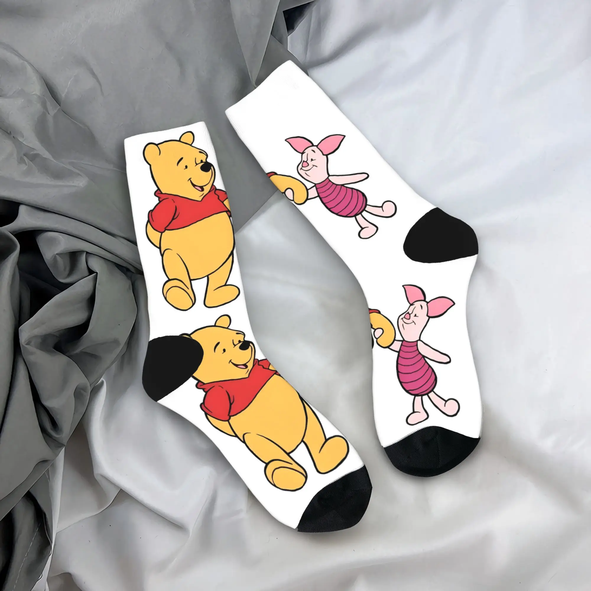 Winnie the Pooh and Piglet Socks  Gothic Stockings Autumn Non Skid Men Socks Medium Soft Graphic Skateboard Socks
