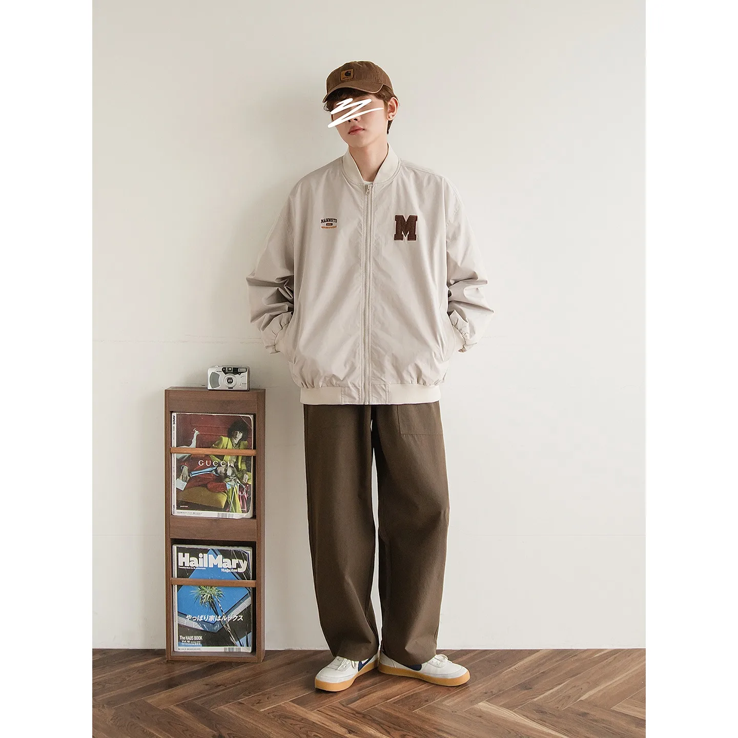 

Loose Fit American Retro Embroidered Baseball Jaet Outerwear Pilot Jaet for Men Casual Comfortable Breathable Autumn Wear