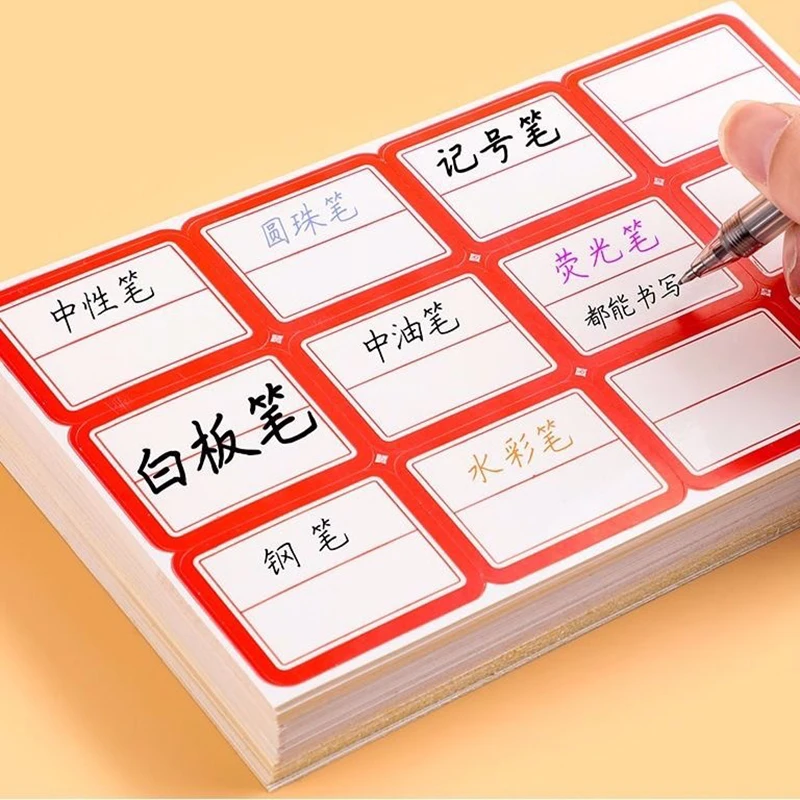 50sheets/Pack Tearable Self-Adhesive Sticky Notes,Label Stick,Durable Strong Viscosity Paper,Handwritten Red Blue Category Tags