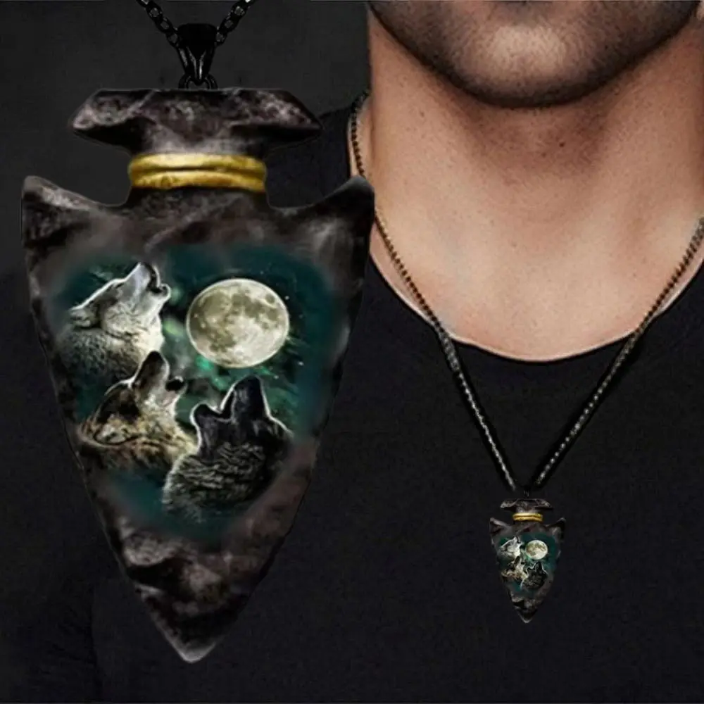 

Indian Elder Pendant Animal Necklace Black Link Chain Necklace Punk Style Men's Necklace Jewelry Accessories