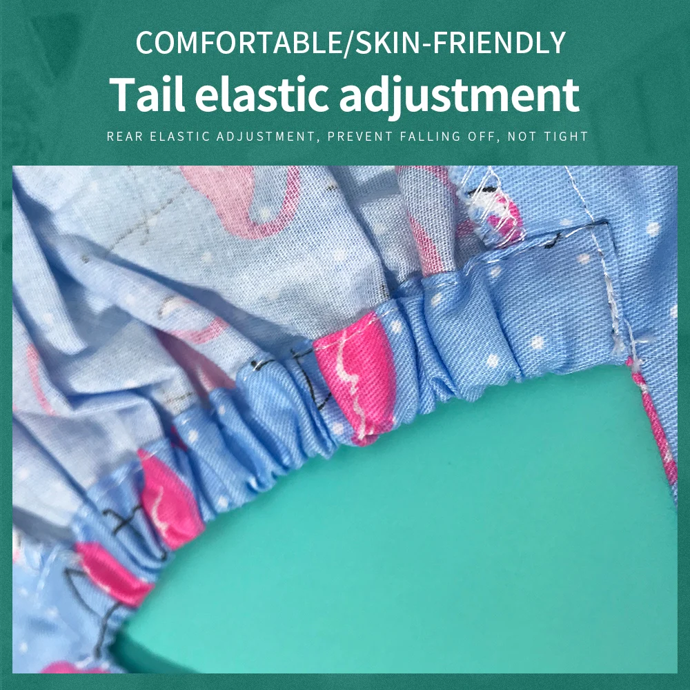 ユニセックス調整可能な綿作業スクラブキャップ笑顔歯プリントフワフワ帽子ヘッドスカーフペットグルーミング代理店作業スクラブ帽子ラボキャップ