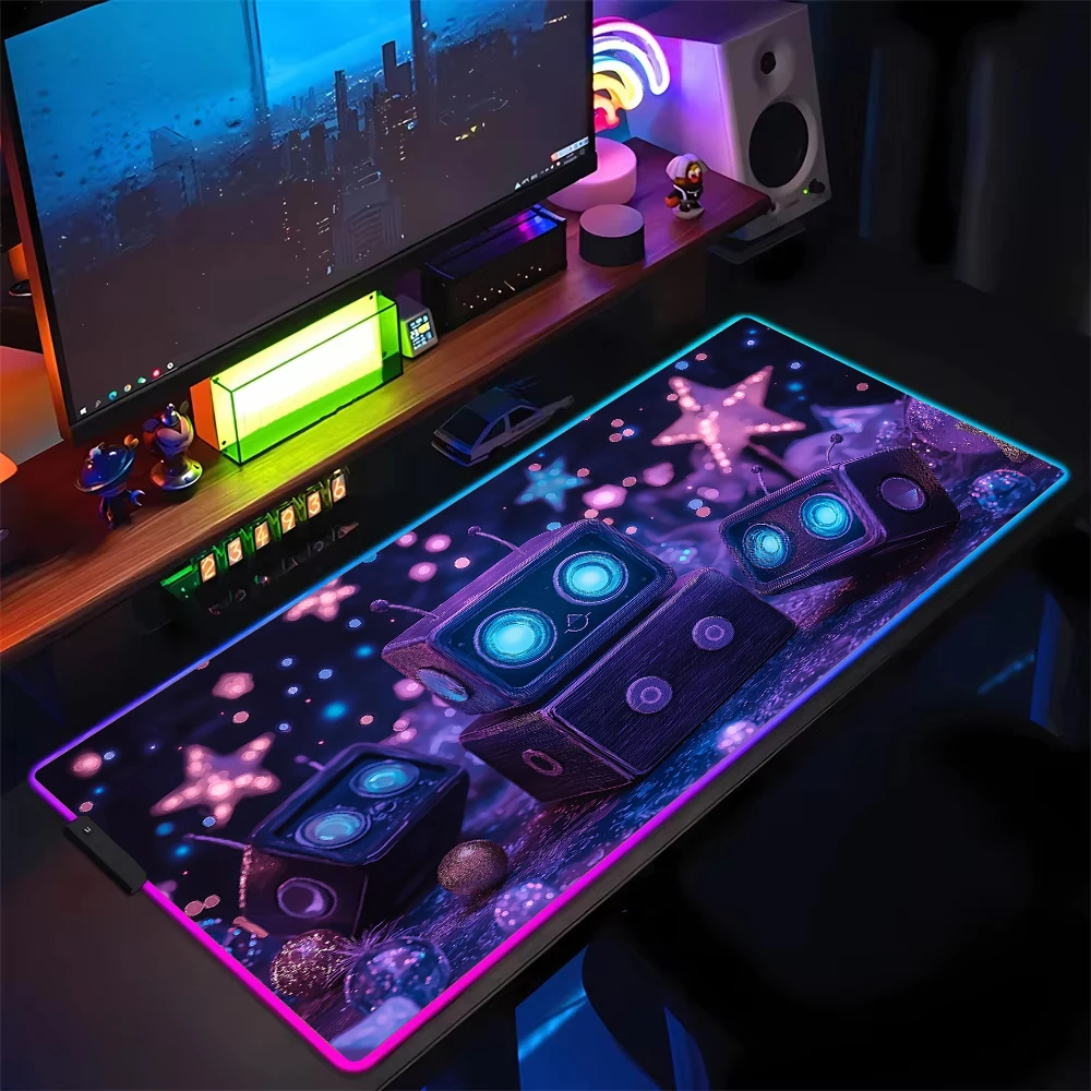 RGB LED light-emitting retro gaming mat anti-slip mouse pad computer mechanical keyboard extra large size table mat e-sports XXL