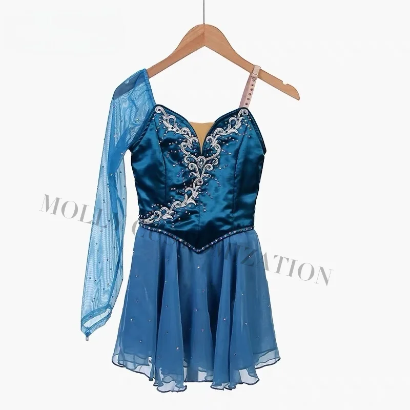 

Высококачественная новая профессиональная балетная шифоновая юбка королевского синего цвета с волшебным шармом «Любовь Купидон» на заказ для взрослых и детей