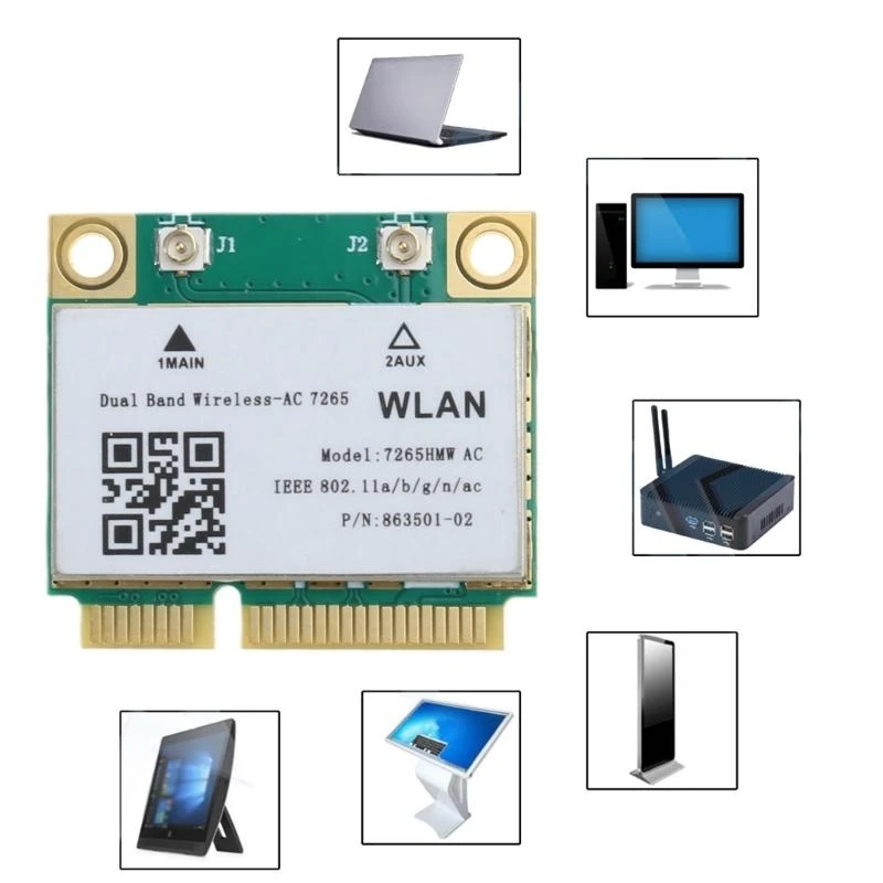E8BA 1200mbps 호환 4.2 Half Mini PCI-E WiFi 카드 AC7265 무선 7265