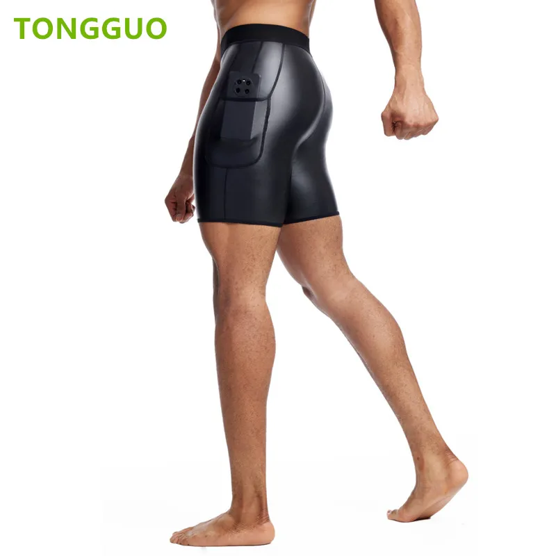 

Cool guy Body Shapers Slim Fashion Leather Pants Waist Trainer Stretch Waist Control Panties Fitness Leather Shorts with Pockers