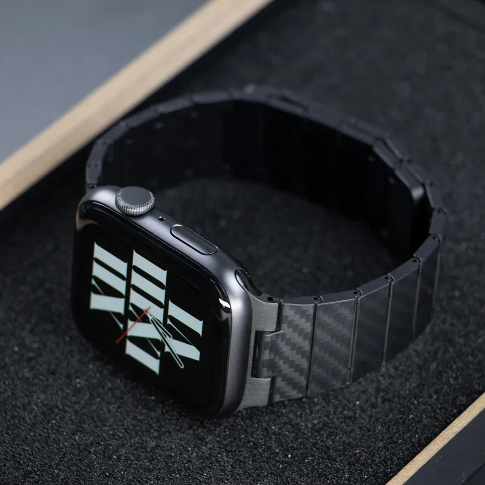 Carbon Fiber Magnetic Strap for Apple Watch Ultra 2 49mm Band 45mm 42mm 44mm 40mm 41mm Bracelet for IWatch Series 9 8 7 6 5 SE 4