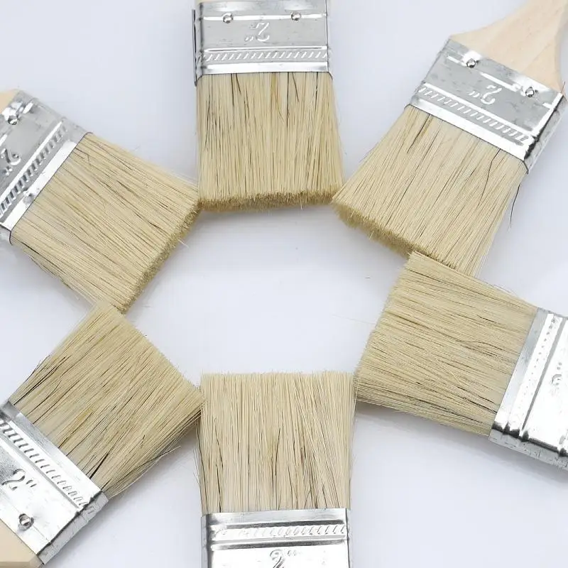 10pcs nylon brushes, short wooden handle art paint brushes, watercolor brushes, wall brushes, art brushes, cleaning tools