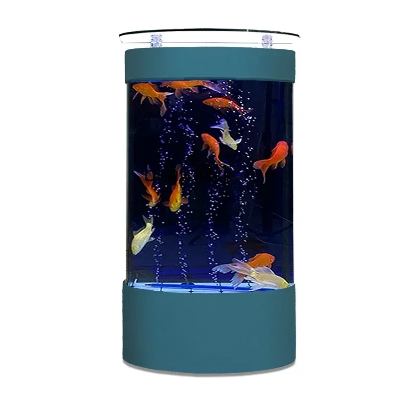 

Living Room Semi-round Fish Tank Wall-Mounted Vertical Column Ecological Replacement-Free Aquarium Fish Globe