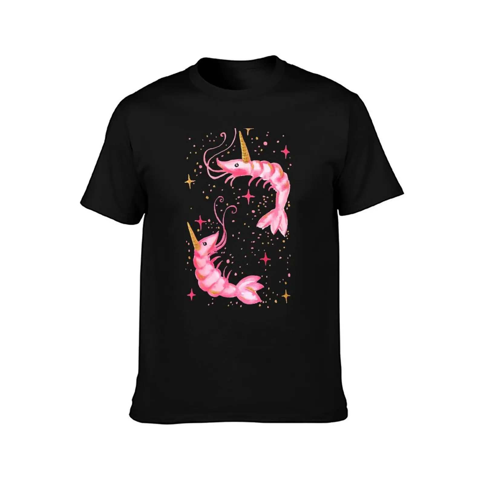 Uni-Prawn In Space - Black T-Shirt Summer Casual Cotton Tee Oversized Streetwear Tops Vintage Graphic Print Unisex Men Women
