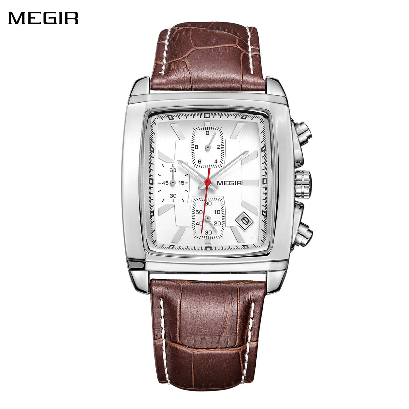

MEGIR Men's Business Wristwatches Rectangle Quartz Military Watch Waterproof Luminous Sport Clock Chronograph Reloj Hombre 2028