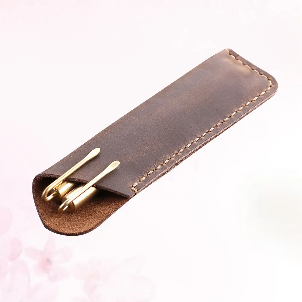 Vintage Style Pen Pouch Protective Sleeve Storage Bag Hand Stitched Retro Pen Case for Writing Tools