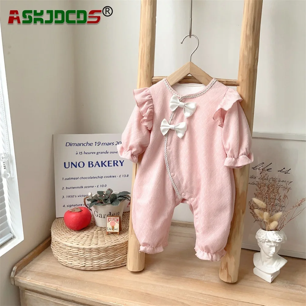 2023 Spring/Autumn Collection Sweet Bow-Knot Kids Baby Romper Plaid Princess Style Cute Adorable Infant Newborn Jumpsuit 0-24M