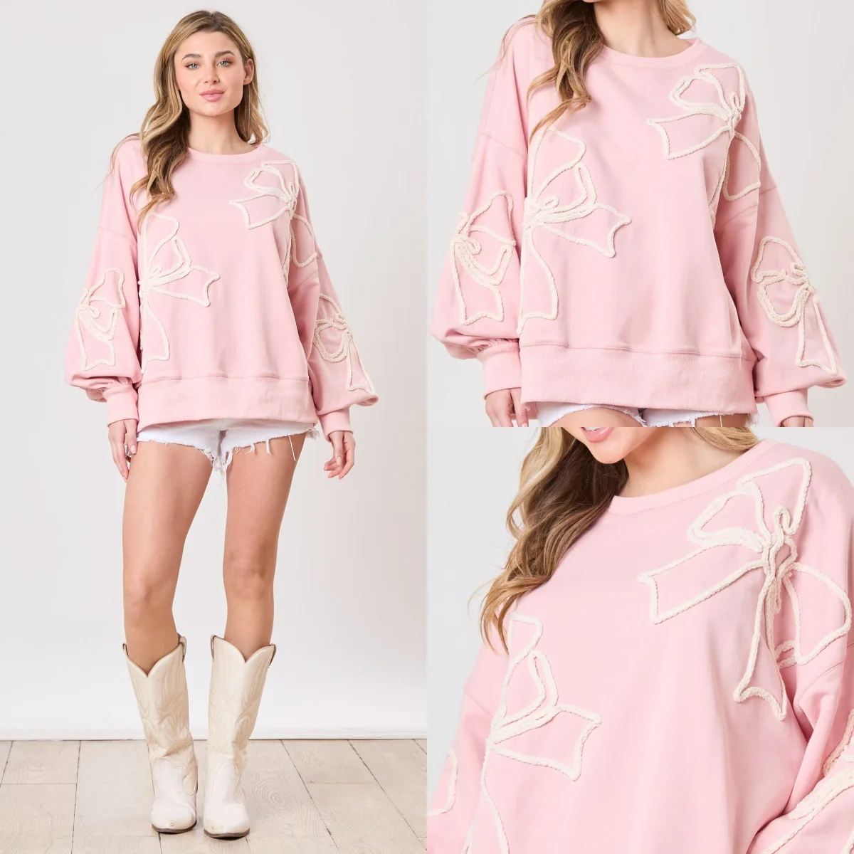 Y2K Women's Valentines Day Bow Sweatshirt Cute Graphic Lantern Long Sleeve Shirt Oversized Pullovers Tops