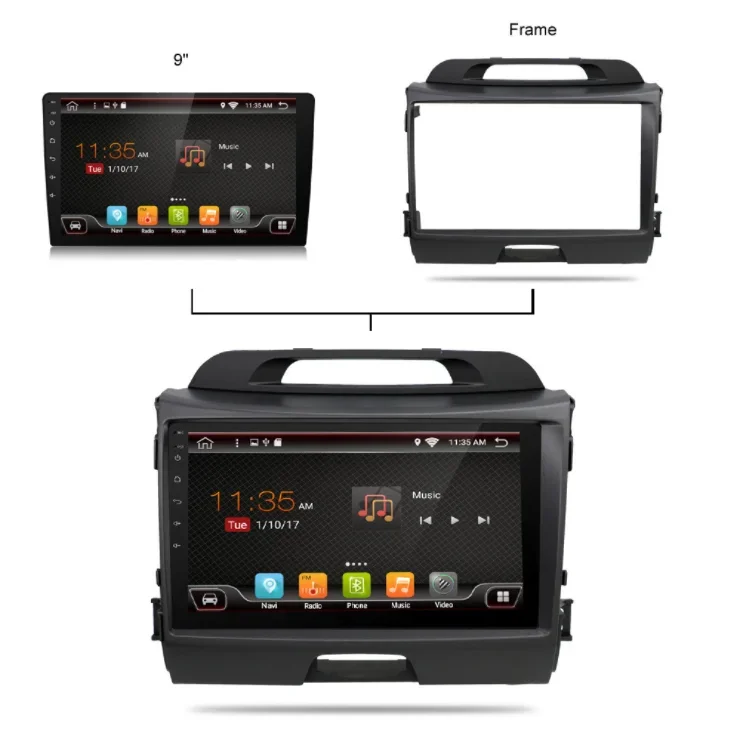 

Навигатор на Android, 9 дюймов, большой экран, Автомобильная GPS-навигация, Wi-Fi, для Kia sportage 2010-2016