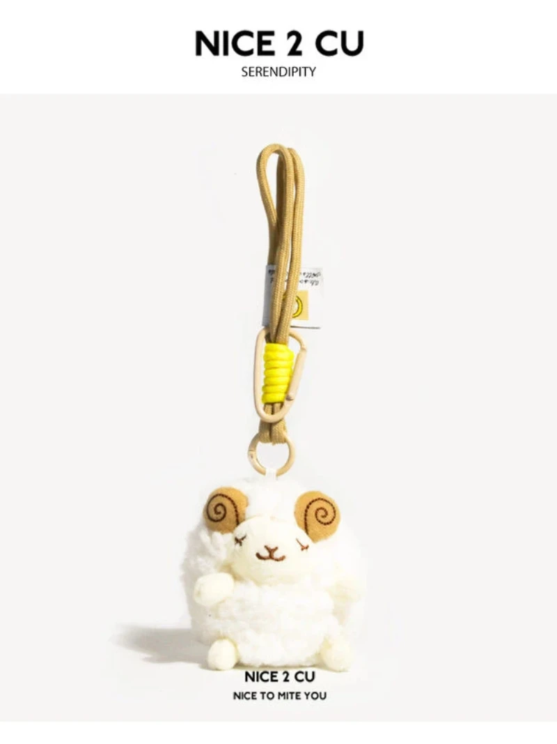 

Cute Fluffy Plush Lamb Sheep Keychain Bag Charm Car Key Pendant Soft Stuffed Animal Decoration Gift For Friend