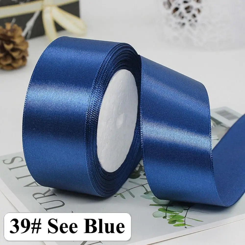 22Meters Solid 4cm Shiny Silk Ribbons Crafts Bow Polyester DIY Gift Wrap Dark Colors Silk Satin Ribbons