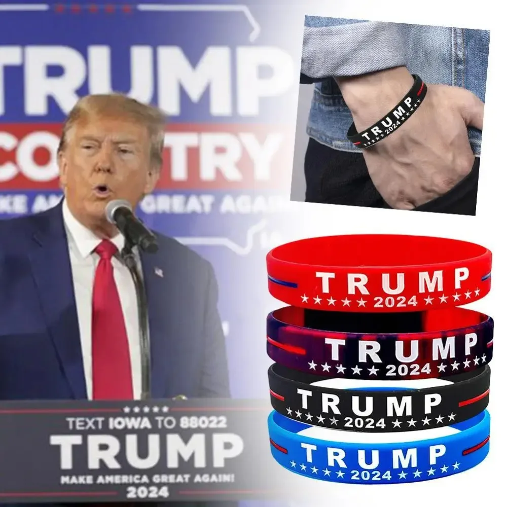 New Silicone Trump 2024 Campaign Bracelet Party Favor Wristband Election Merchandise Voter Gift Inspirational Wristbands