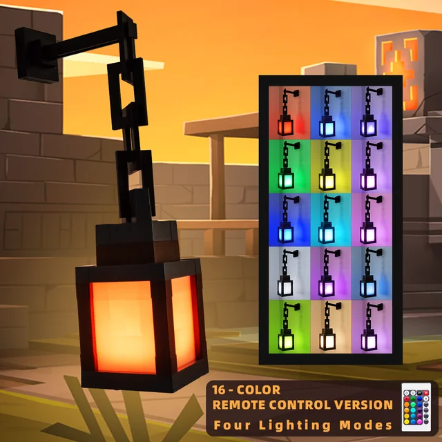 Pixel Style Night Light Portable Lantern Tabletop Ornament 16 Colors Lantern DIY Interior Decoration Festival Atmosphere Light 2