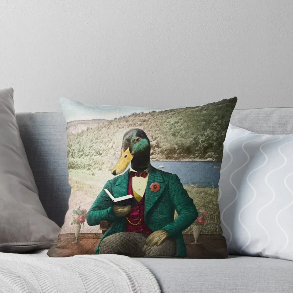 Monsieur Mallard Reading an Improving Book Throw Pillow Decorative Pillow Covers For Sofa Pillowcases pillow