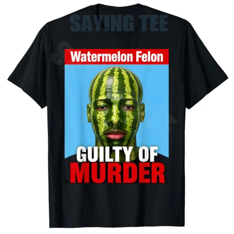Watermelon Felon Shirt Watermelon Felon Guilty of Murder T-Shirt Baumwolle Y2k Streetwear Kleidung Humor Ästhetische Grafikbekleidung – Detail 9