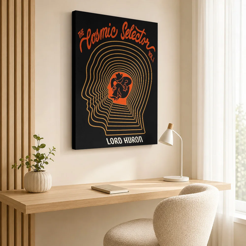 Lord Huron The Cosmic Selector Framed Canvas Print Personalized Photo Detailed Illustration Wall Art For Home Recording Studio