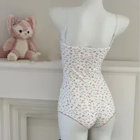 Combinaison sexy pour femme à imprimé floral, avec dentelle, sans manches, coupe ajustée, justaucorps, combinaison d'été, lingerie sexy, vêtements de nuit 3