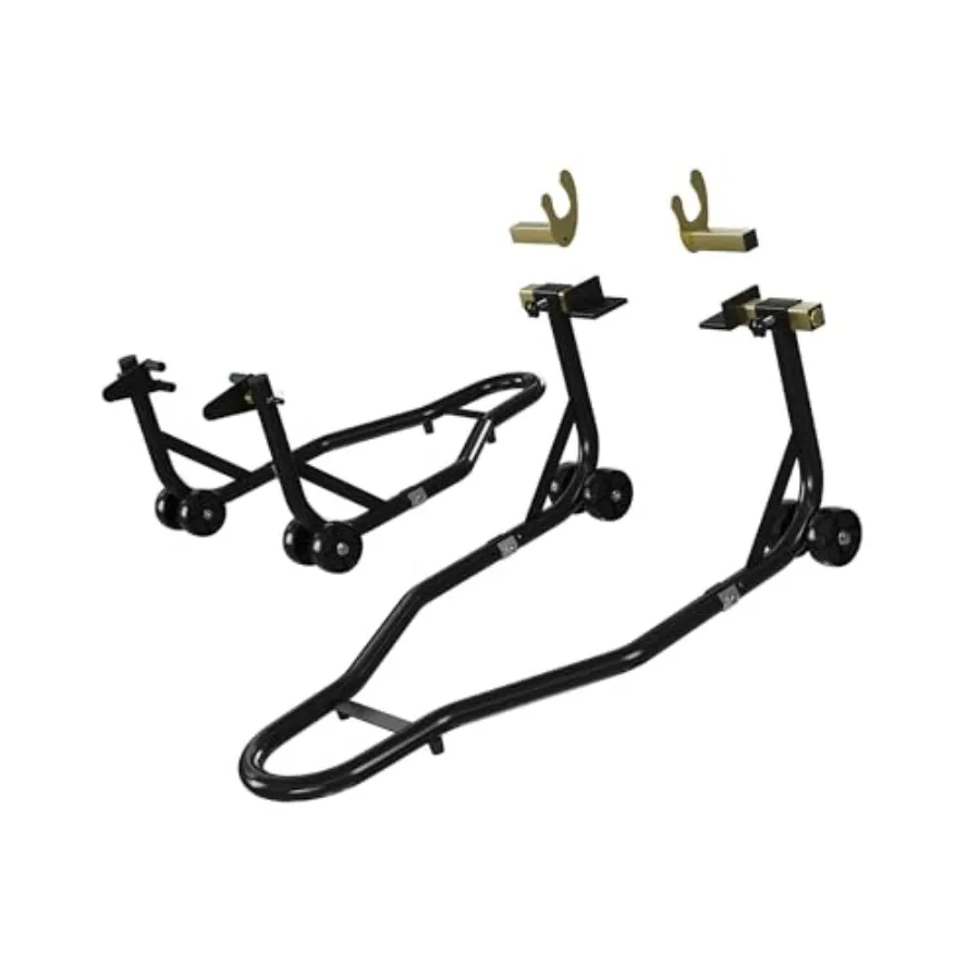 

Motorcycle Stand Lift Front Rear Wheels Lift Capacity with U+L Adjustable Swingarm Spool Black