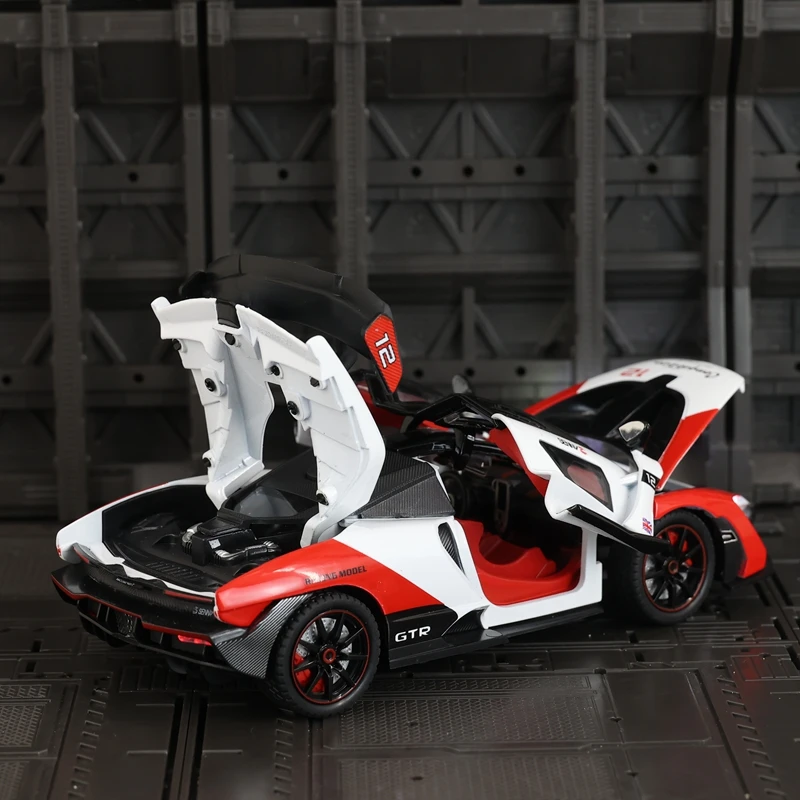1:24 McLaren Senna supercoche de aleación modelo colección de adornos de coche, puertas y capó del motor, maletero se puede abrir