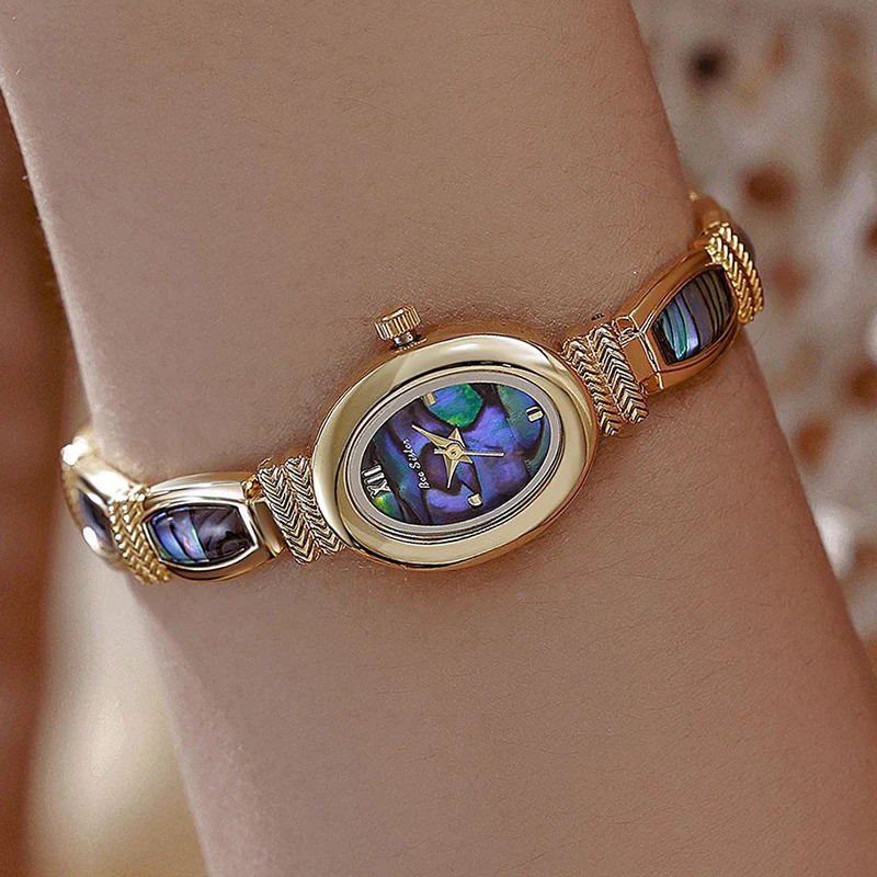 البيضاوي الهاتفي النساء ساعات يد العلامة التجارية الفاخرة السيدات ساعات المعصم للإناث ساعة الذهب تصميم فريد من نوعه كوارتز ساعة اليد #3