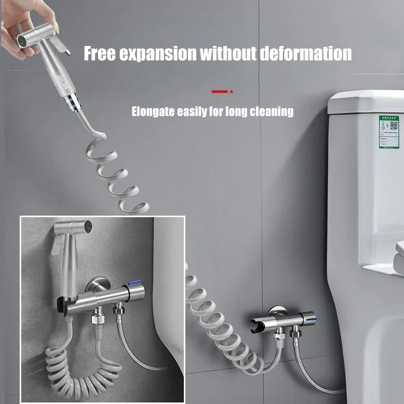 Personal Care Hand Held Spray Portable Bidet Toilet Sprayer Dual Control Angle Valve Stainless Steel Bathroom Accessories Bidets