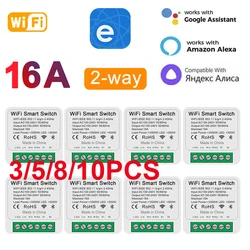 EWeLink Wifi 16A MINI Smart Switch DIY 2-way Control Modules APP Wireless Remote Control Timer Works With Alexa Google Home