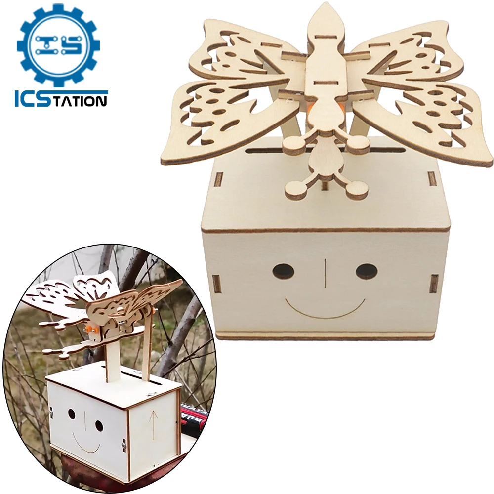 DIY Wooden Electric Butterfly Flying Children's Gear Transmission Mechanical Technology Scientific STEM Home School Education