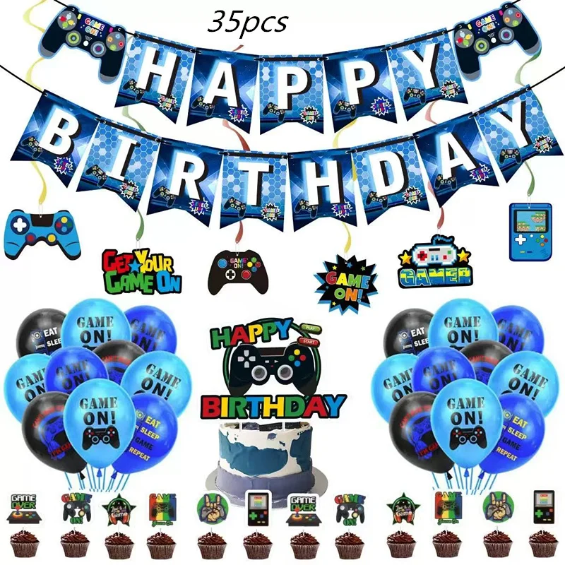 Videospiel Geburtstag Party Dekoration Einweggeschirr Set Pappbecher Teller Tischdecke Serviette für Kinder Babyparty Zubehör – Detail 10