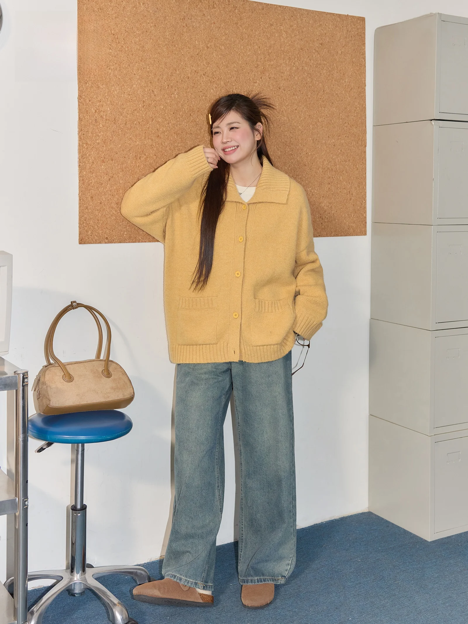 

Корейский комплект с эффектом похудения, большие размеры, женский модный комплект с высокой талией, широкие джинсы, свитер, осень-зима, длинный свеч Ne